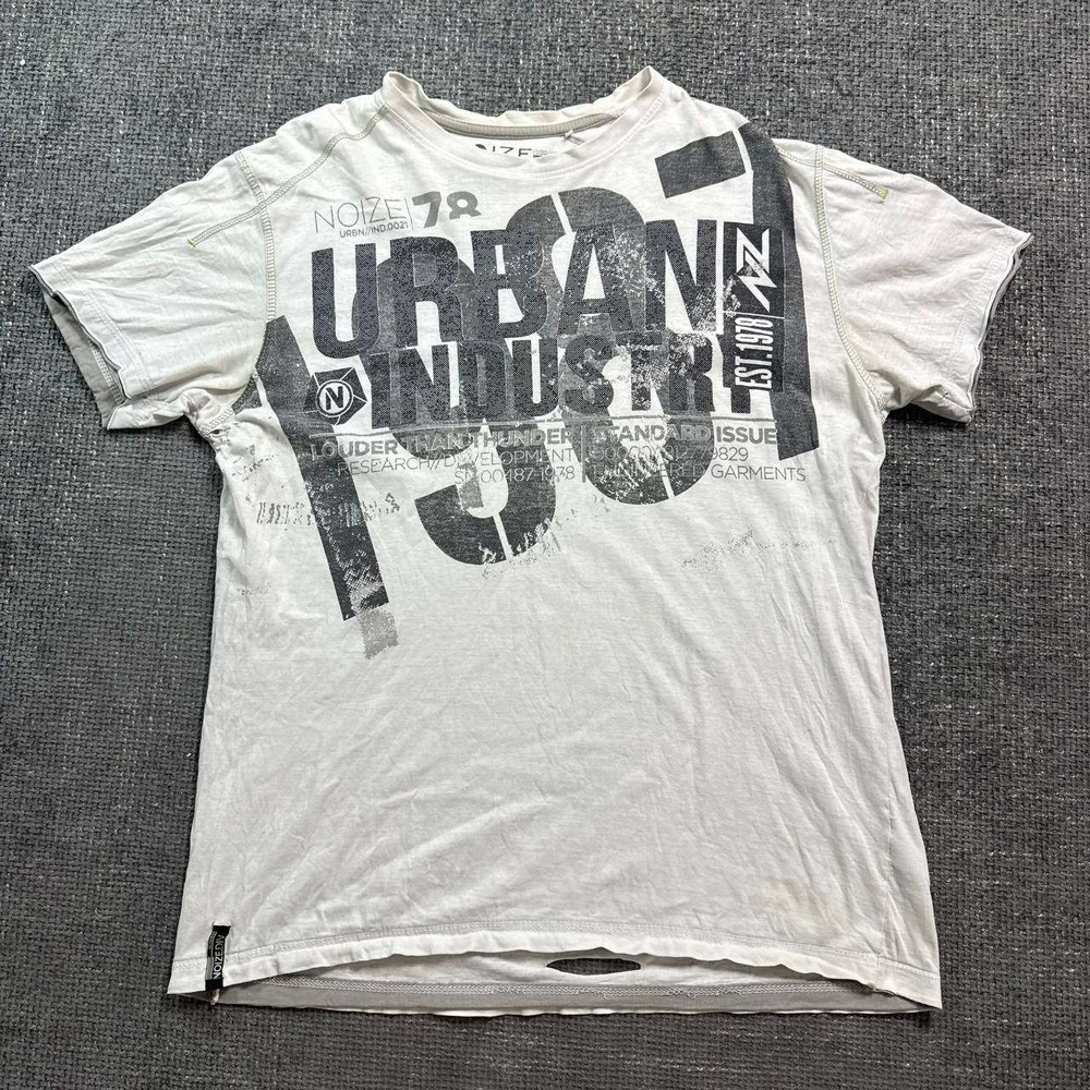 Noize T Shirt Mens L Tan NZ Division 78 Y2K Skate Distressed Patch Tee